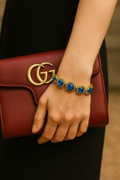 Bochic "Capri" Bracciale vintage con tanzanite naturale e diamanti in argento e 18 carati