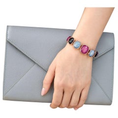 Bochic "Capri" Rubin & Multi Fancy Saphir & Rubin-Armband Set in 18K Gold & Siv