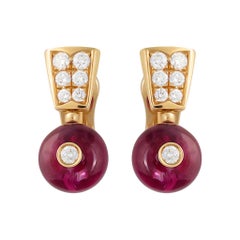 Bulgari 18K Rose Gold Diamond & Rubellite Earrings