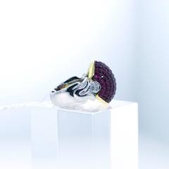Modern Invisibly Set Ruby Diamond Gold Ring
