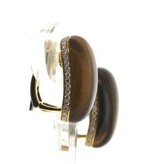 Roberto Coin Tiger's Eye Diamond Gold Earrings