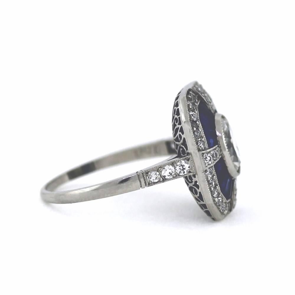Sapphire Diamond Platinum Ring In New Condition In Scottsdale, AZ