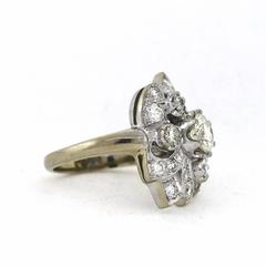 1950s Diamond Gold Flower Cluster Ring