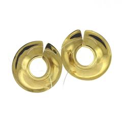 Large 1.75 Inch Open Disc Gold Earrings