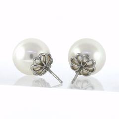 Cartier South Sea Pearl Platinum Stud Earrings