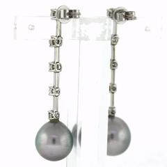 Cartier Tahitian Pearl Diamond Gold Earrings