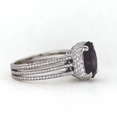 Large Purple UNHEATED Spinel in Diamond Pave Ring