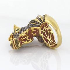 5.75 Carats Diamonds Gold Horse Lover's Dream Ring