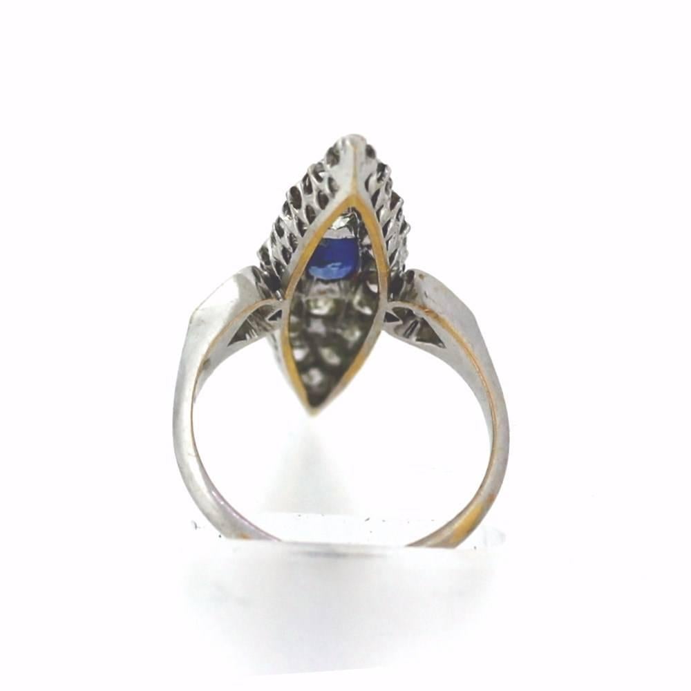 c1910 Edwardian Diamond Cluster Ring 1.65 total Carats & .50 Carat Sapphire In Good Condition In Scottsdale, AZ