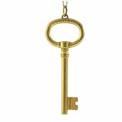 Tiffany & Co. 2.5 Inch Gold Key Pendant on 42 Inch Chain