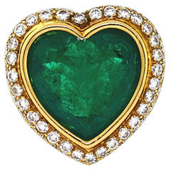 Heart Shape Emerald and Diamond Ring