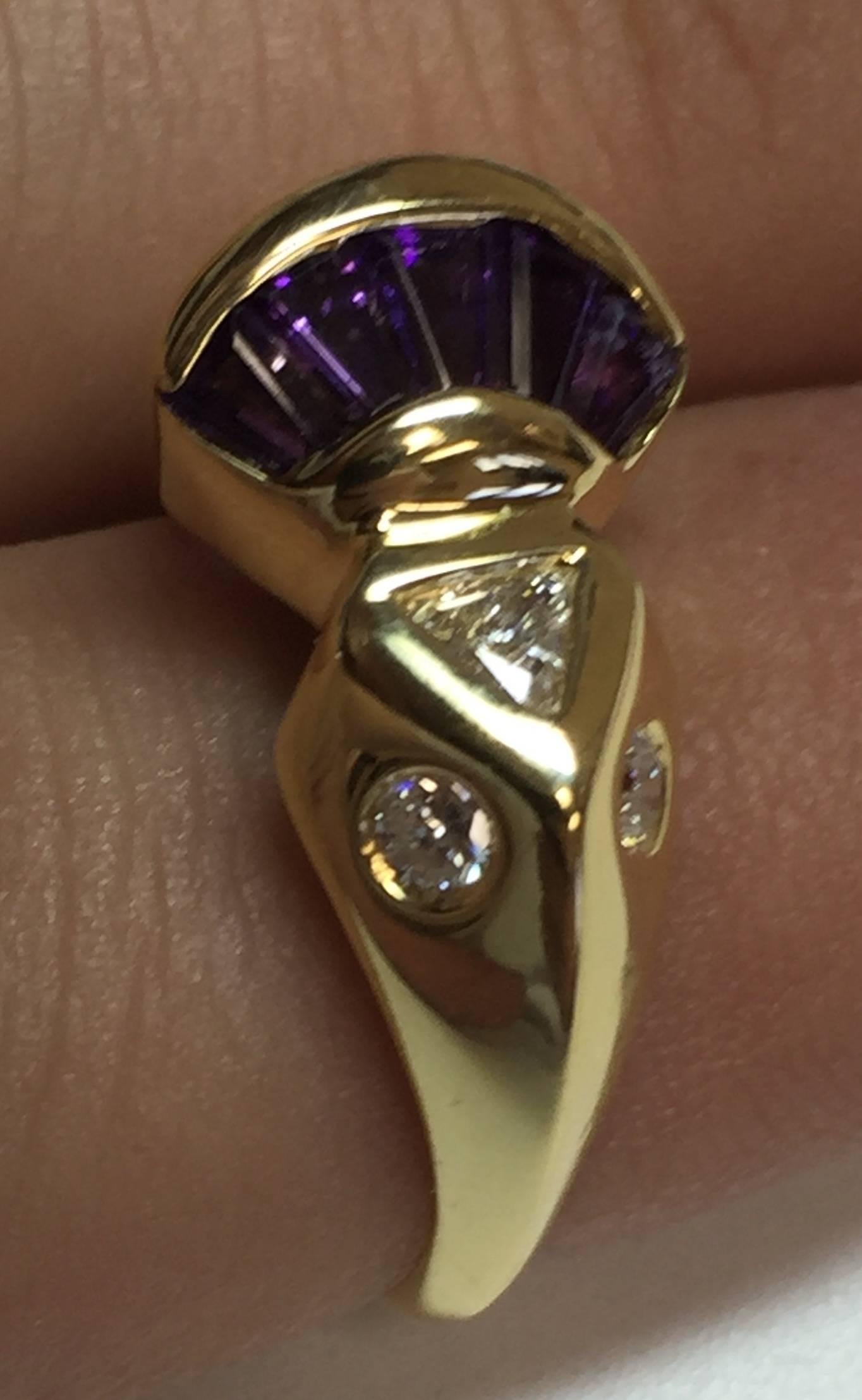 Women's Retro Amethyst Diamond Gold Ring