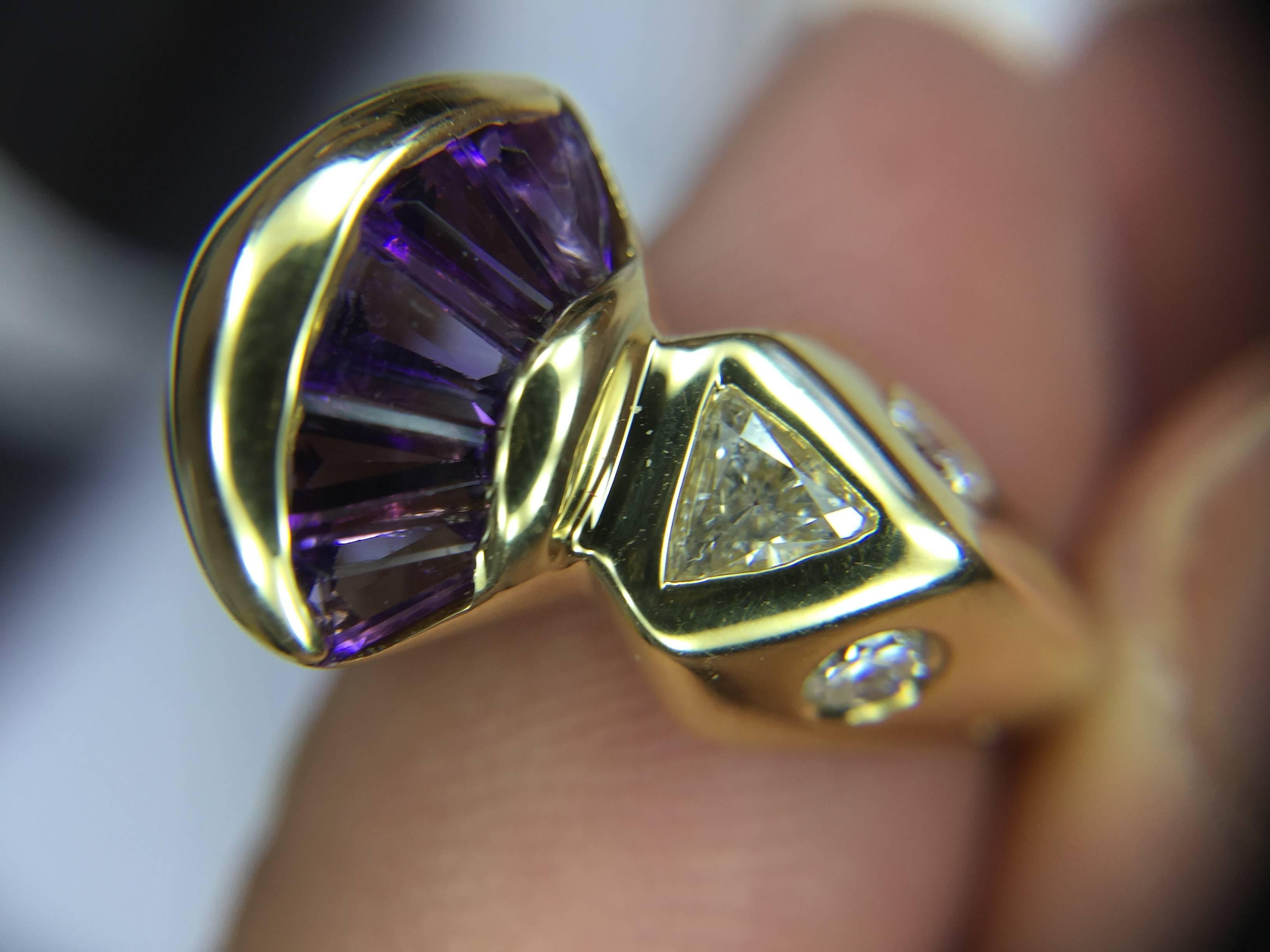 Retro Amethyst Diamond Gold Ring 1