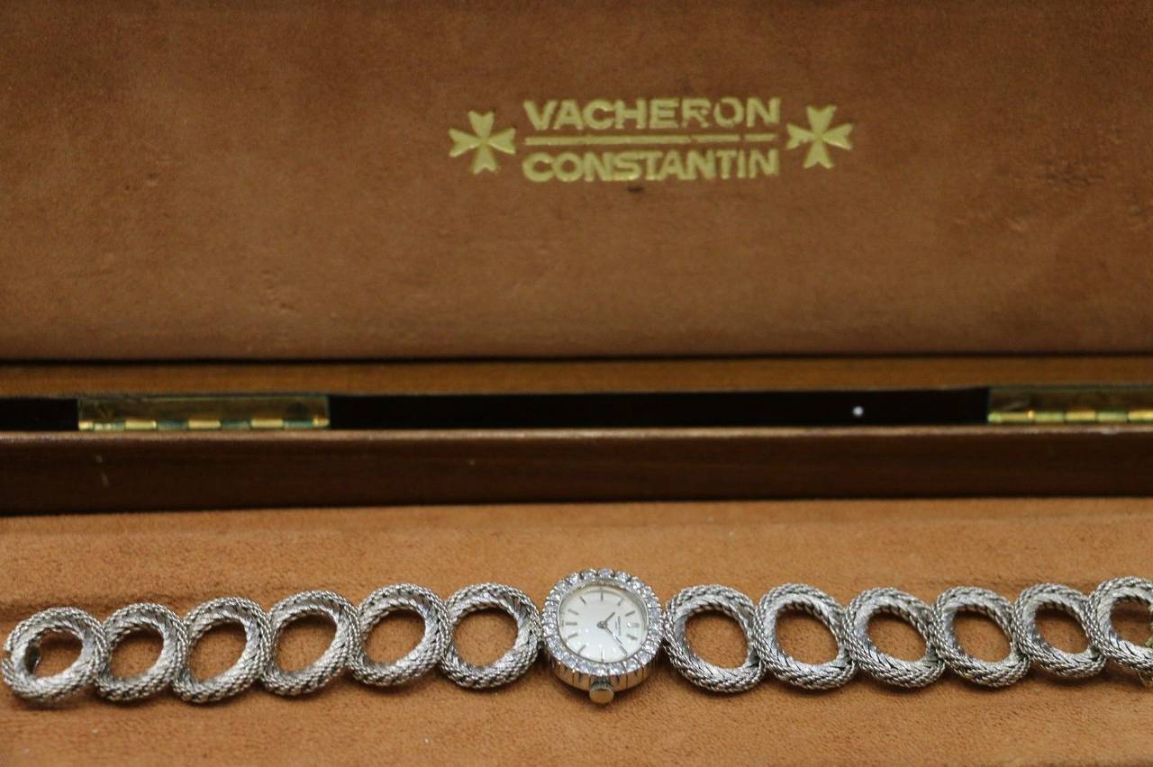 Vacheron Constantin Lady's White Gold Wristwatch Box Papers Ref 1028 1