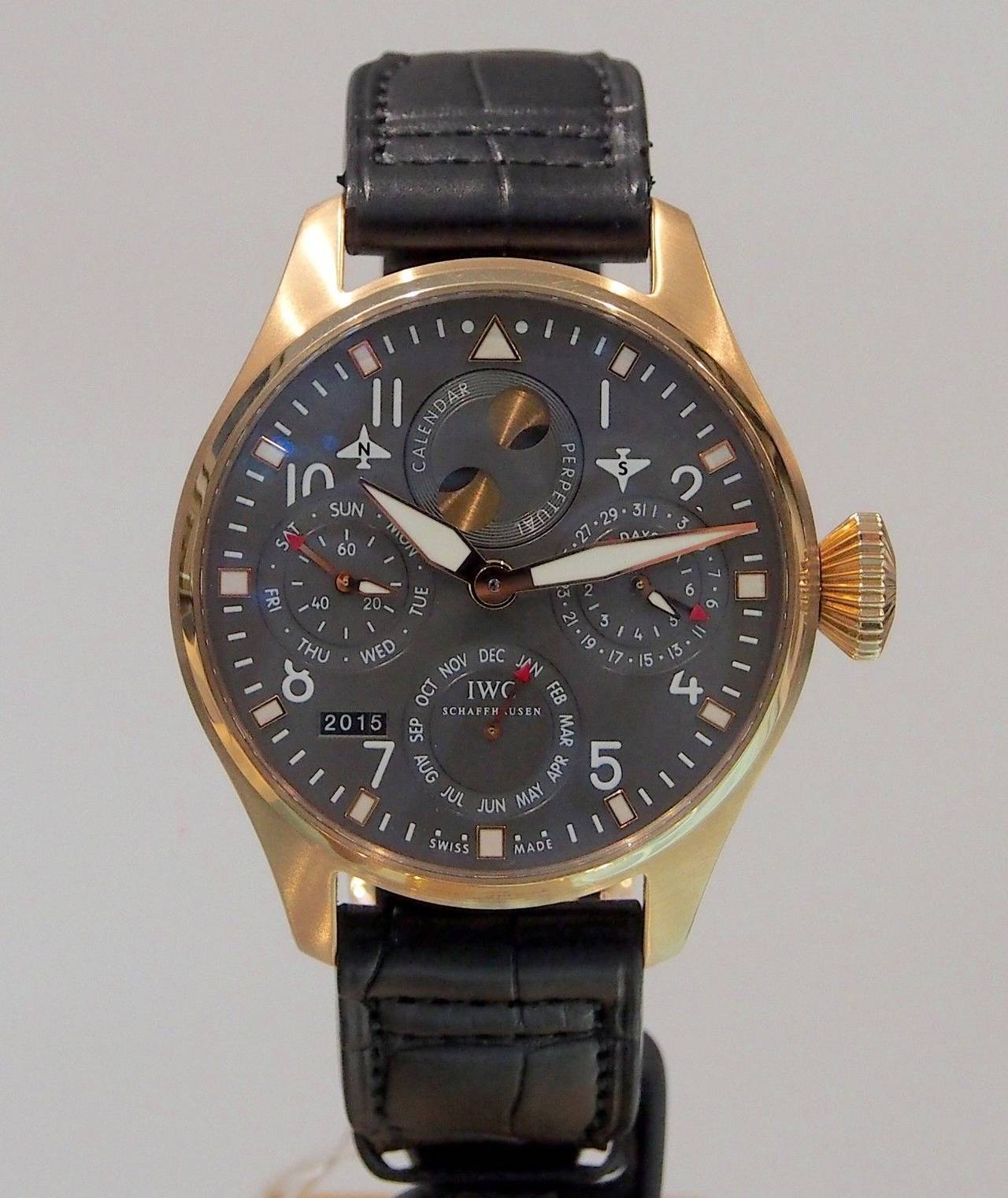 Men's IWC Rose Gold Big Pilot Perpetual Calendar Limited Edition Wristwatch