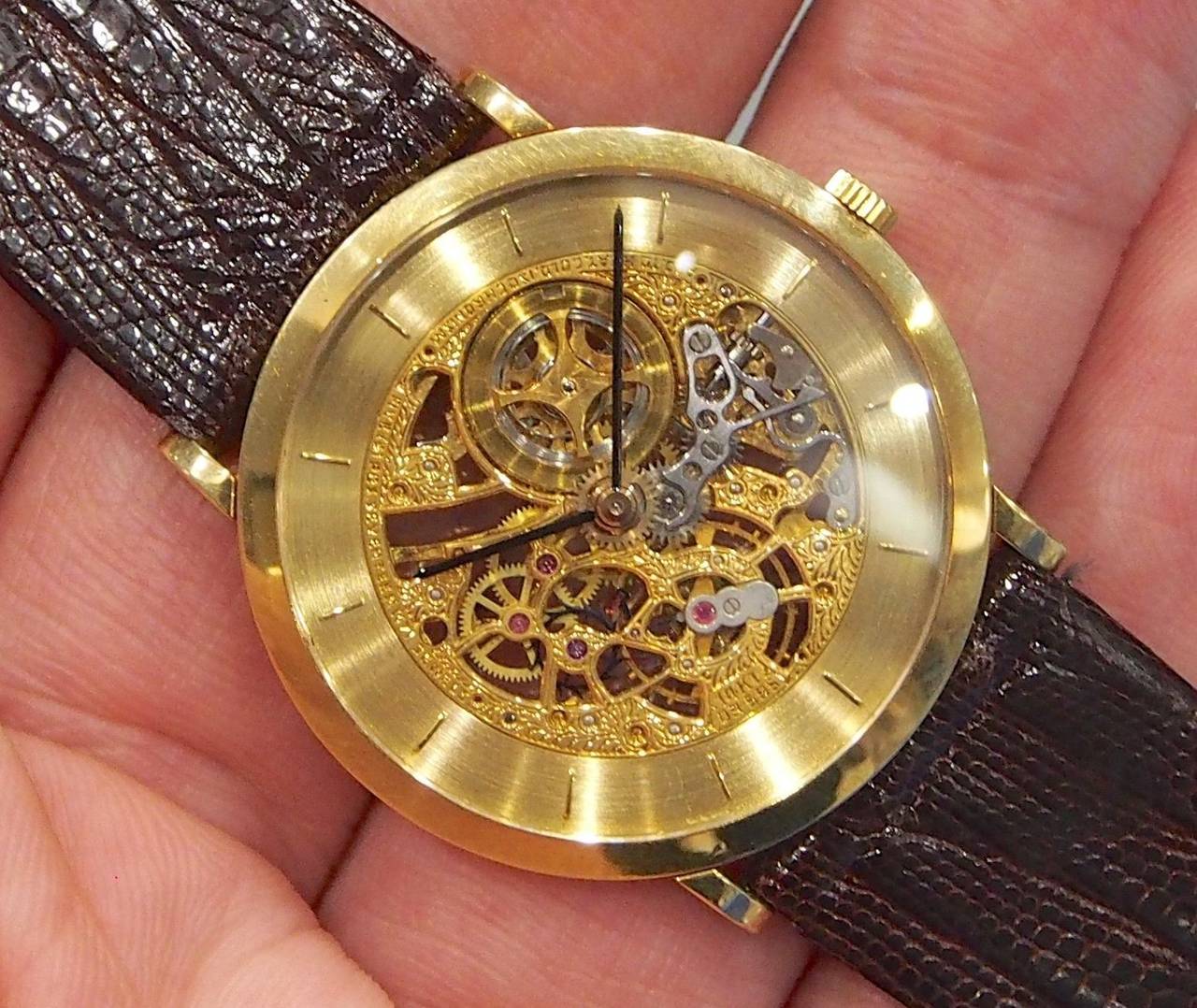 Brand Name  Audemars Piguet  
Style Number  5214  
Series  Skeleton   
Gender  Gent's   
Case Material  18K Yellow Gold  
Dial Color  Skeleton w/ Gold Chapter Ring  
Movement  Mechanical Wind  
Engine  Cal. 2003  
Functions  Hours, Minutes 