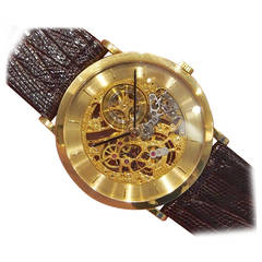 Retro Audemars Piguet Yellow Gold Skeleton Ultra Thin 31.5mm Cal. 2003 Wristwatch