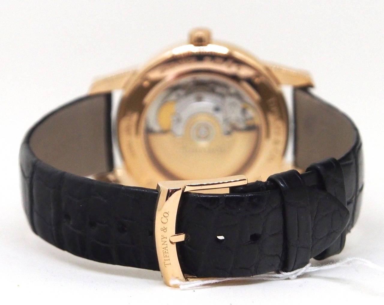 Tiffany & Co. Rose Gold Atlas Dome Black Dial Automatic Wristwatch 2