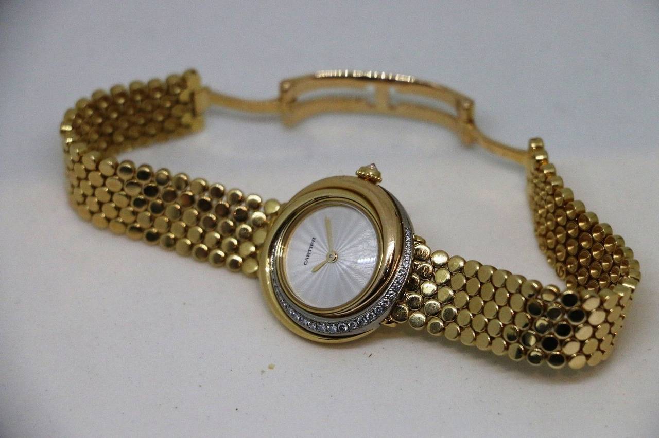 Cartier Lady's Yellow Gold Diamonds Trinity Quartz Wristwatch Ref 2357 5