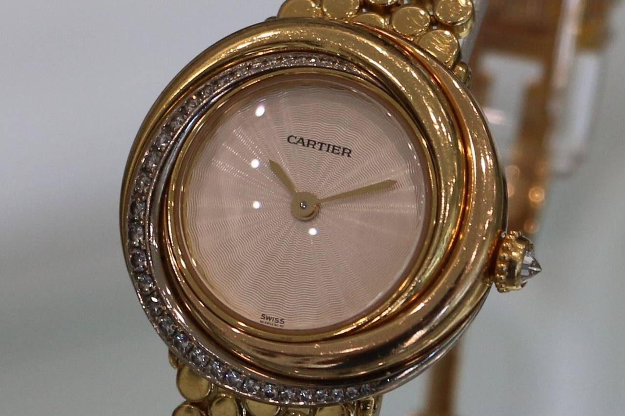 Cartier Lady's Yellow Gold Diamonds Trinity Quartz Wristwatch Ref 2357 2