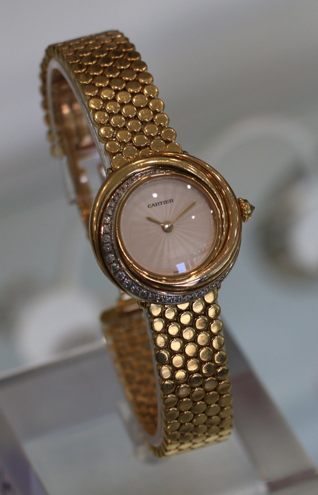 Cartier Lady's Yellow Gold Diamonds Trinity Quartz Wristwatch Ref 2357 1