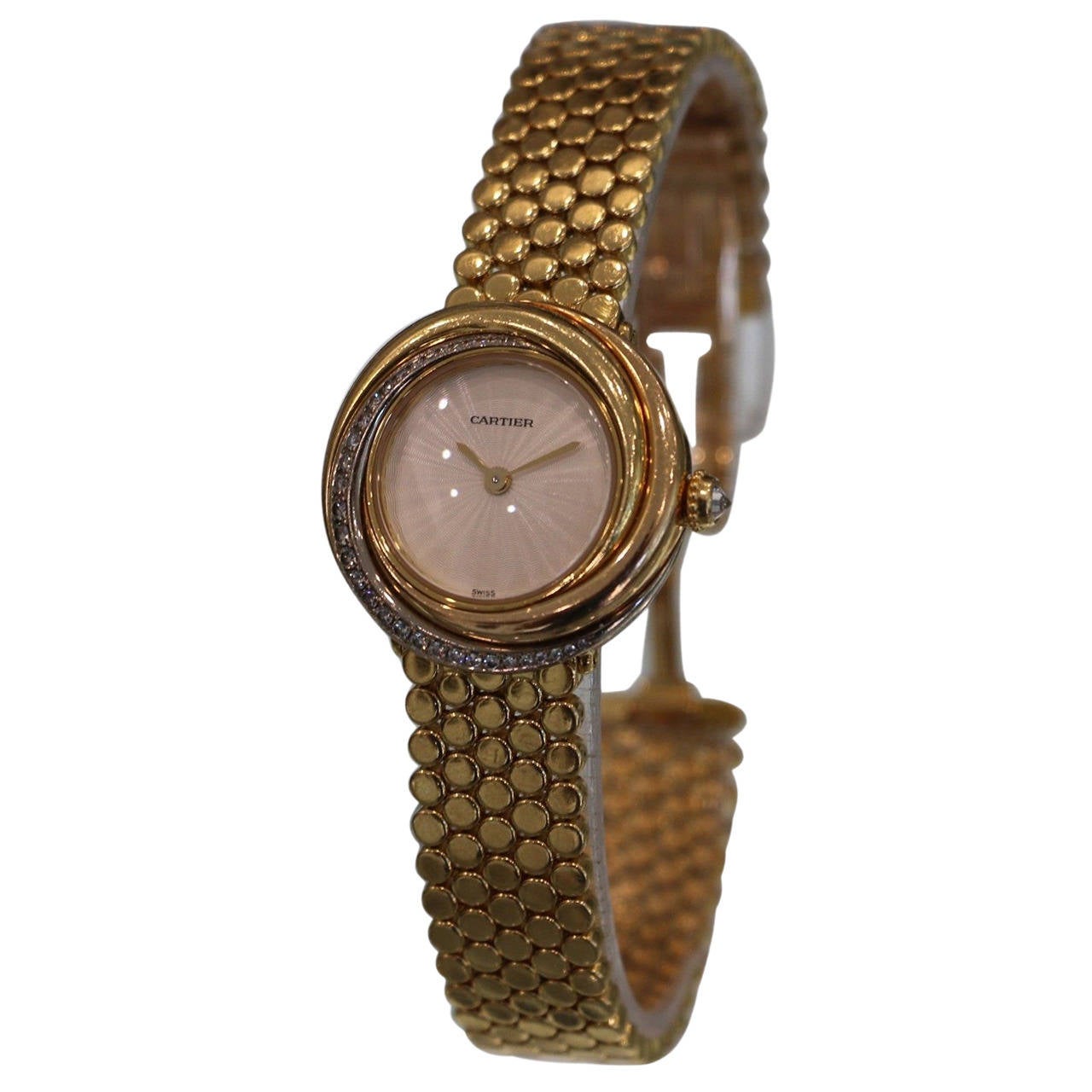 Cartier Lady's Yellow Gold Diamonds Trinity Quartz Wristwatch Ref 2357