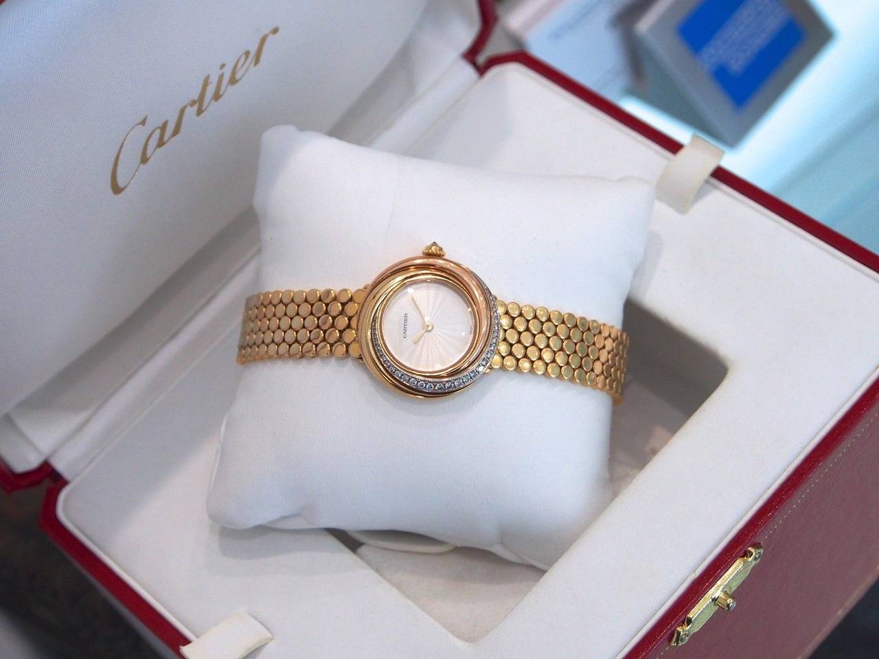 Cartier Lady's Trimetal Gold Diamond Quartz Wristwatch 5