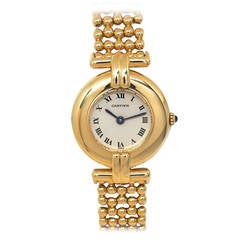 Vintage Cartier Lady's Yellow Gold Bead Bracelet Quartz Wristwatch