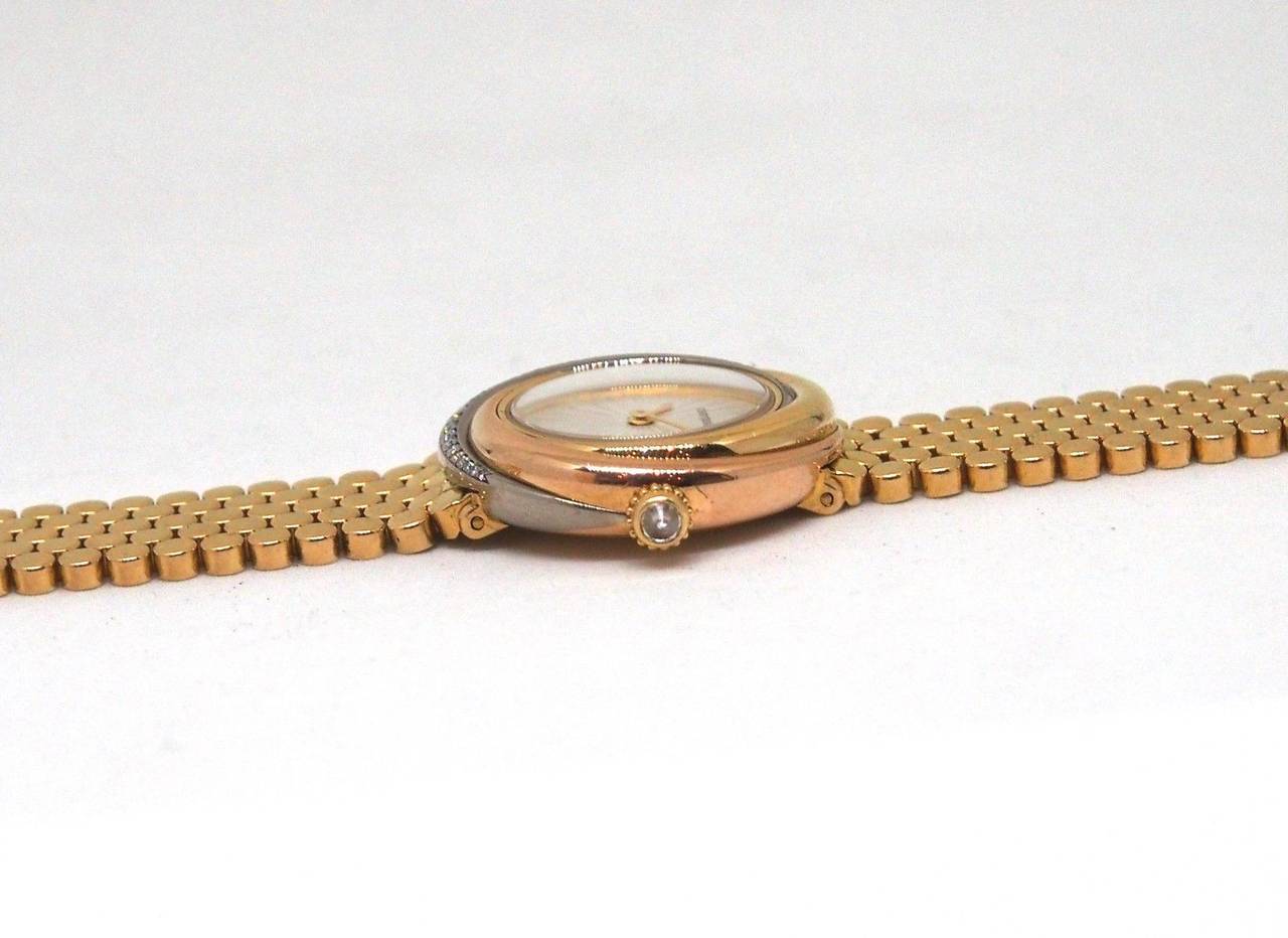 Cartier Lady's Trimetal Gold Diamond Quartz Wristwatch 2