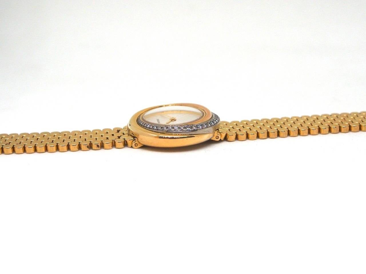 Cartier Lady's Trimetal Gold Diamond Quartz Wristwatch 3
