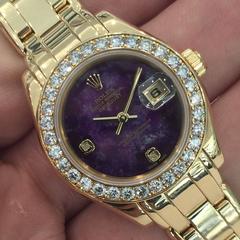 Rolex Ladies Yellow Gold "Sugilite" Purple Stone Diamond Automatic Wristwatch