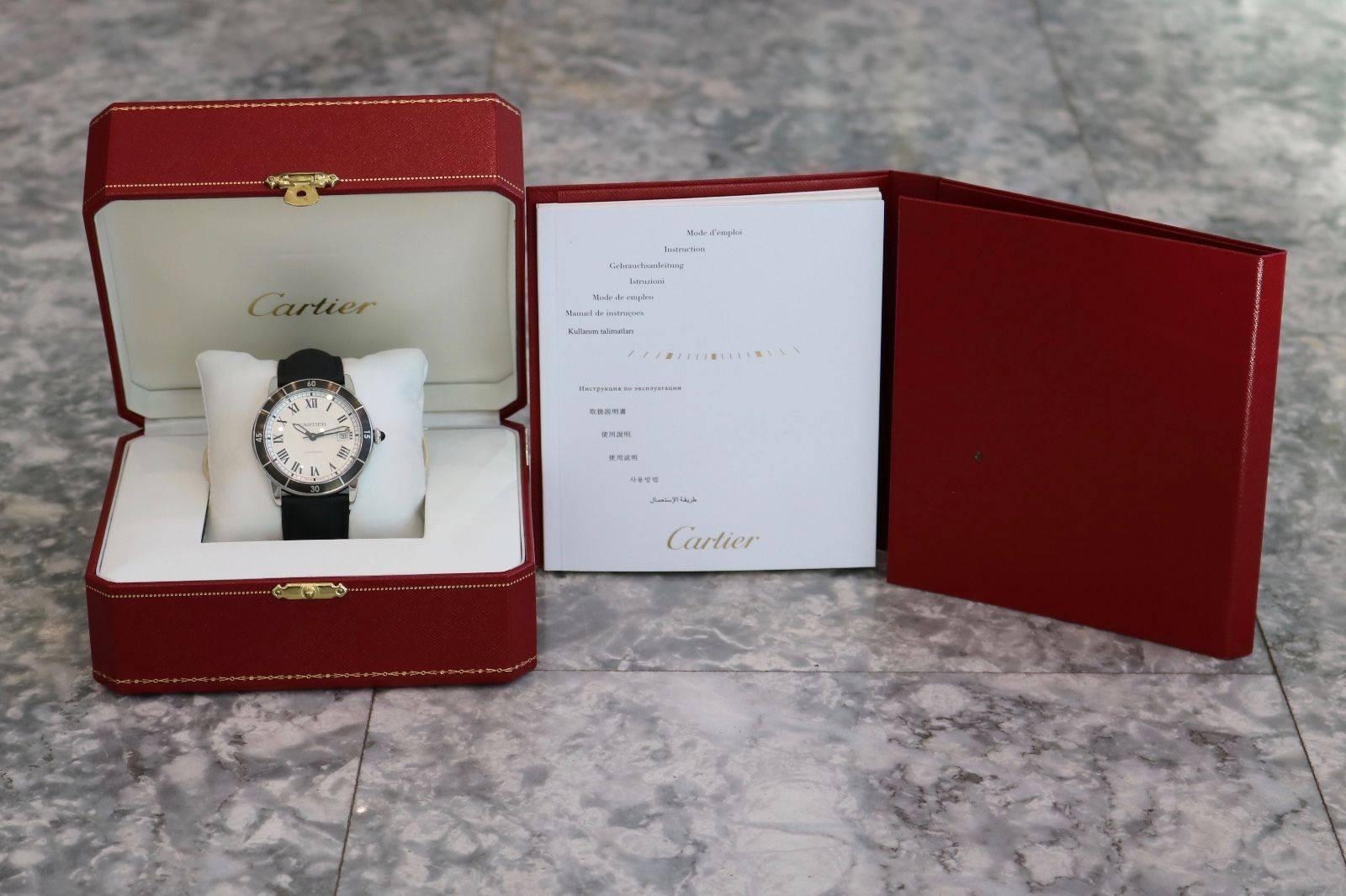 Cartier Ronde Croisiere Stainless Steel Silver Dial WSRN0002 In Excellent Condition In Los Angeles, CA