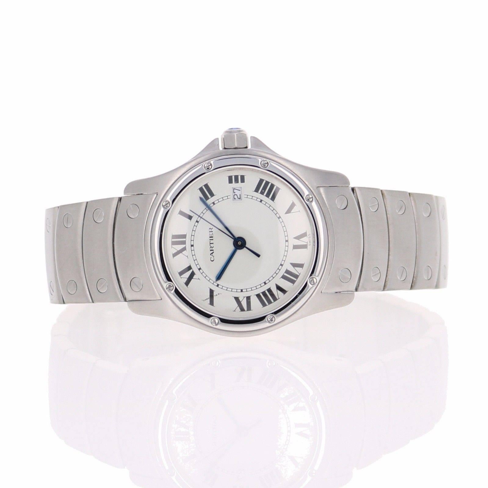 Cartier Ladies Stainless Steel Santos Ronde Quartz Wristwatch Ref 1561-1 For Sale 1
