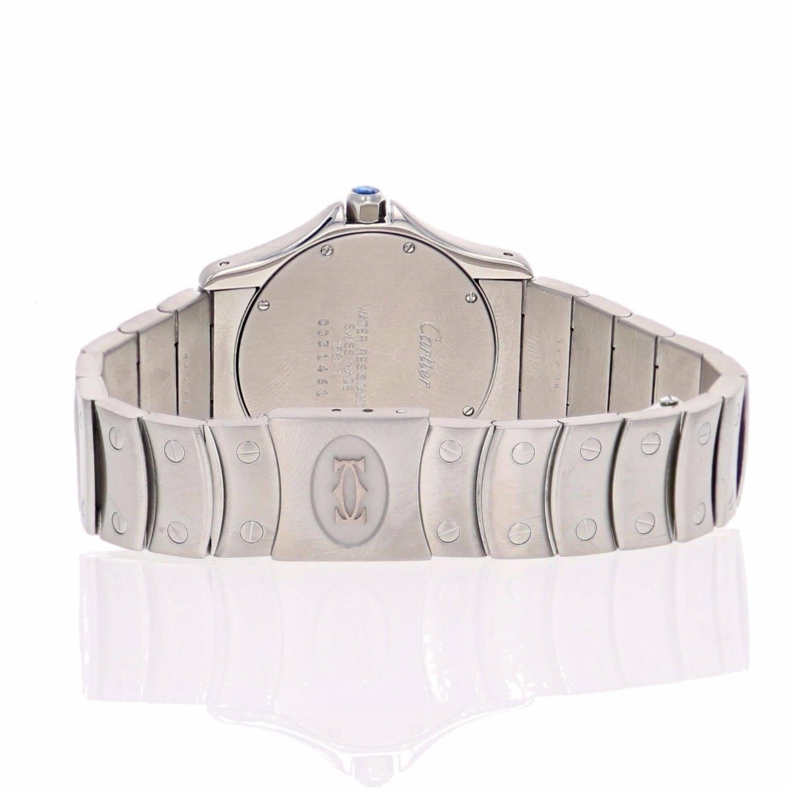 Cartier Ladies Stainless Steel Santos Ronde Quartz Wristwatch Ref 1561-1 For Sale 2