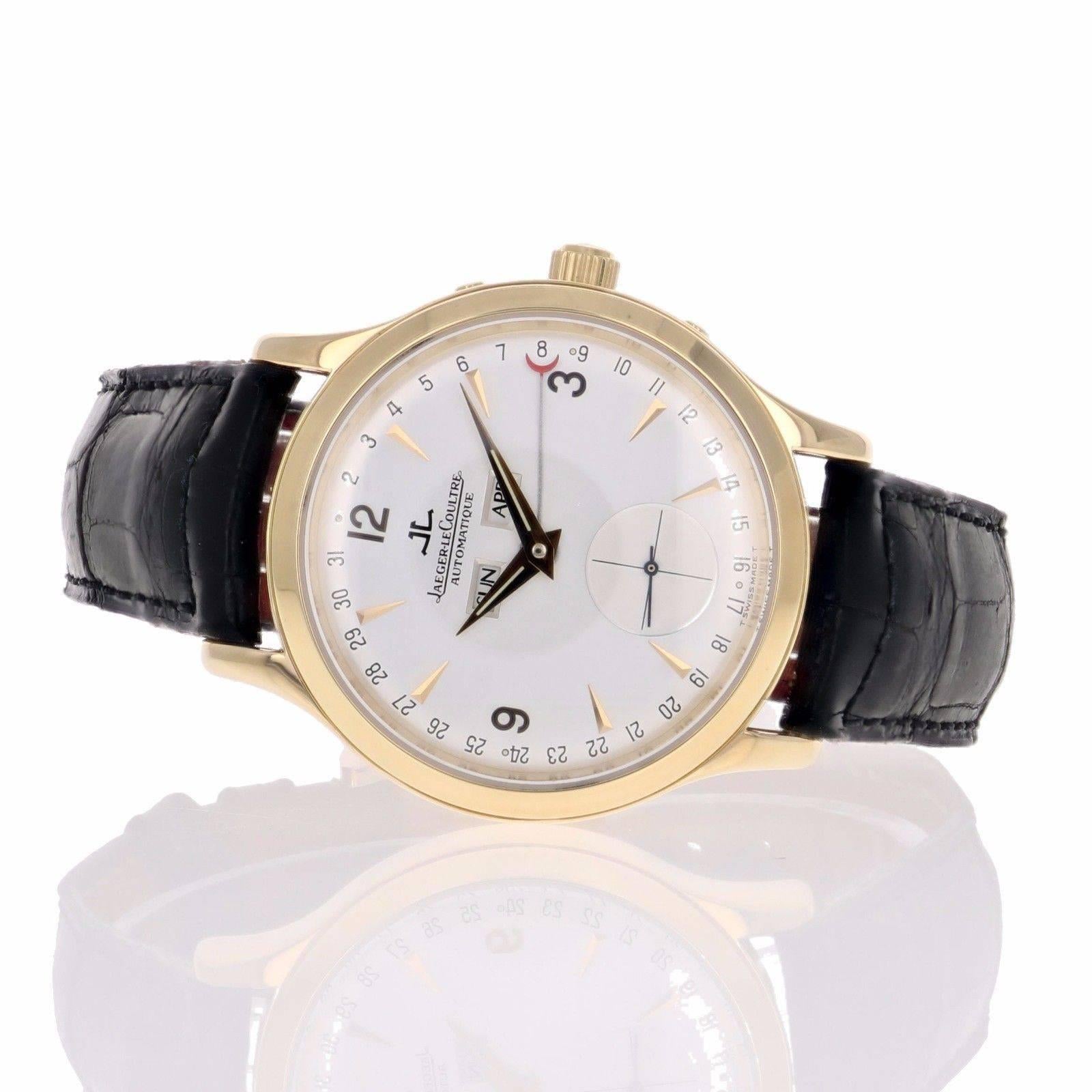Men's Jaeger LeCoultre Yellow Gold Master Control Date Triple Calendar Wristwatch