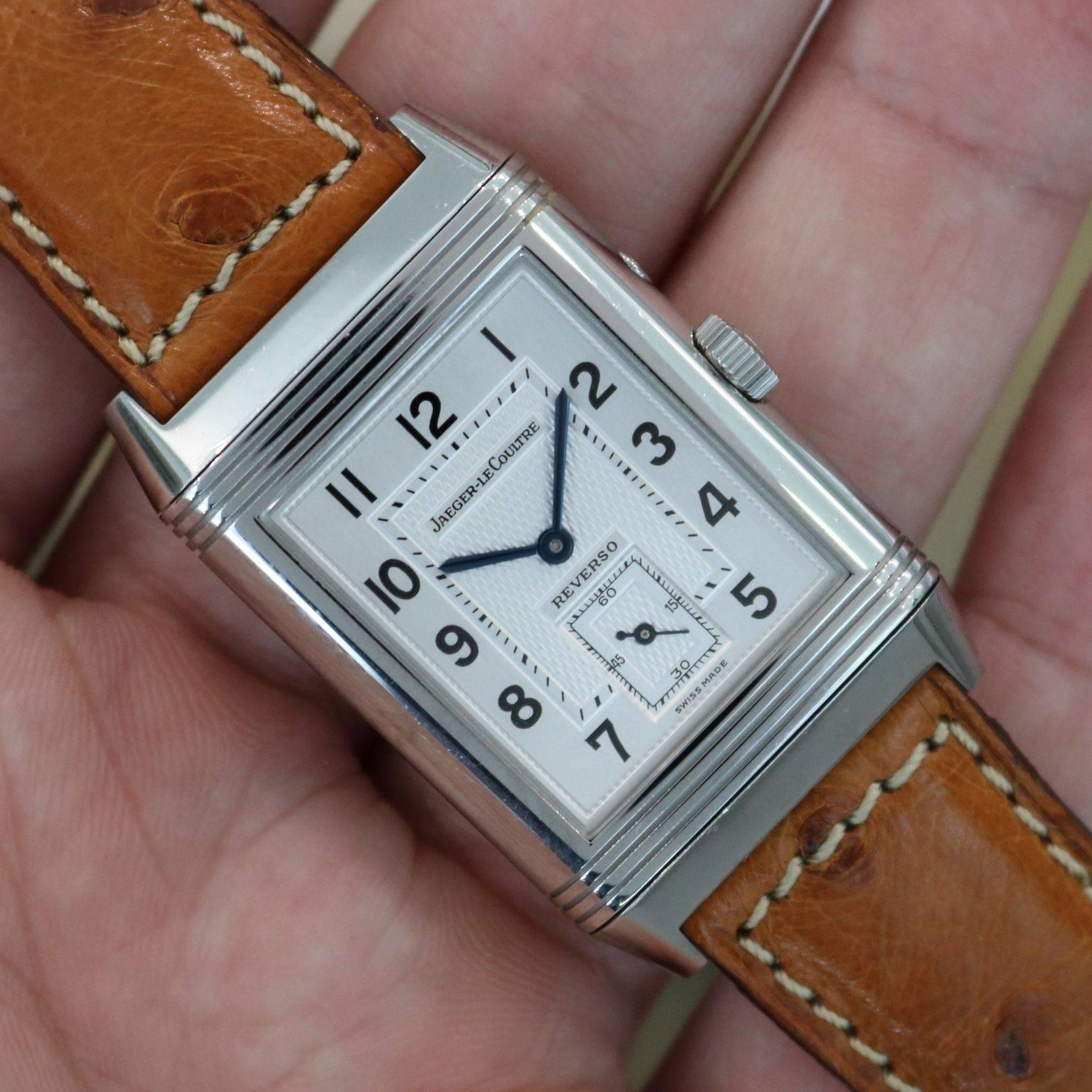 Jaeger LeCoultre Stainless Steel Reverso Duo Day Night Manual Wind Wristwatch 2