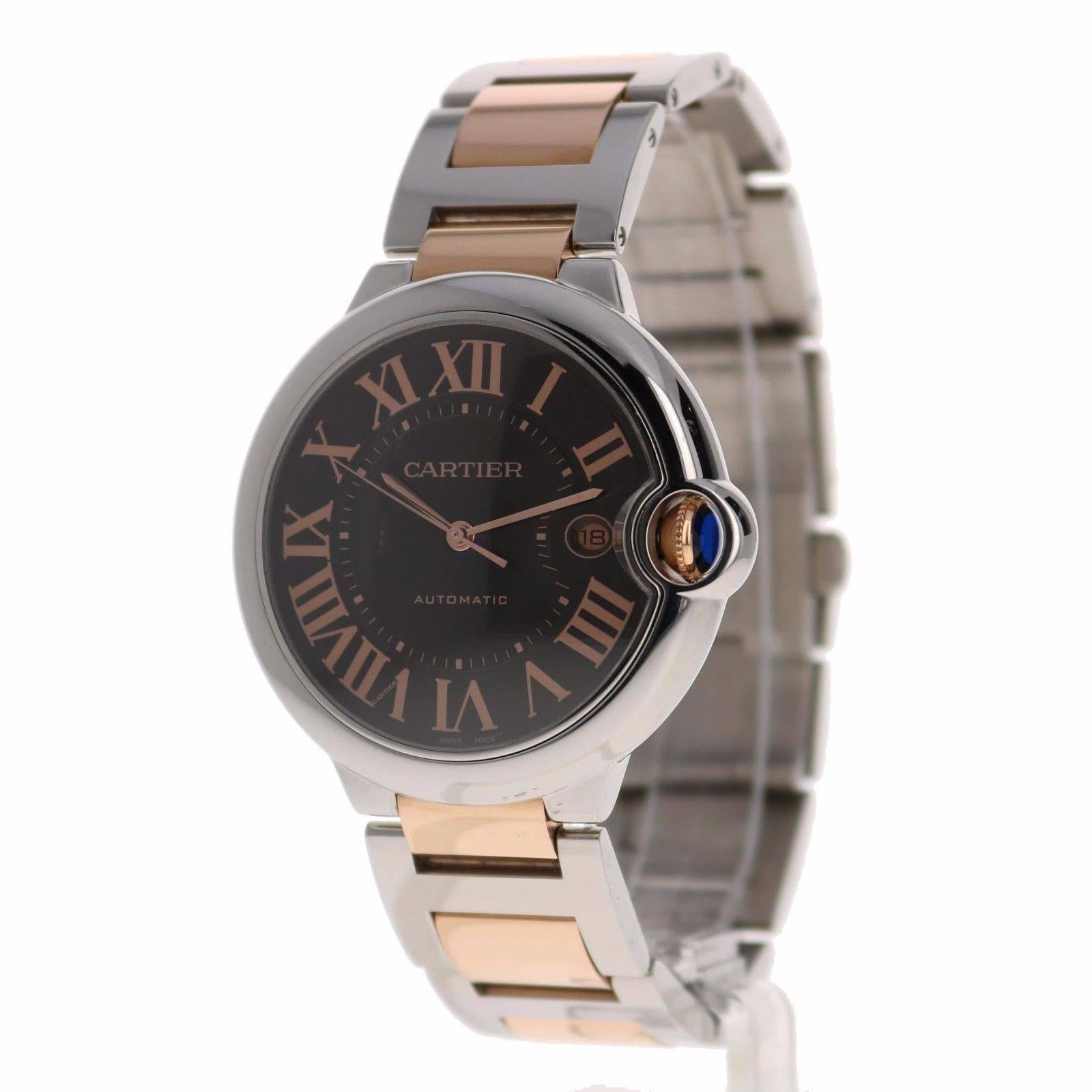 Cartier Rose Gold Stainless Steel Ballon Bleu Automatic Wristwatch In New Condition In Los Angeles, CA