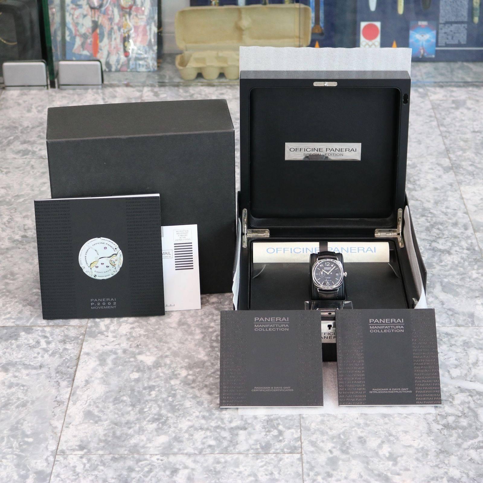 Panerai White Gold Radiomir Sp Edition 8 Days GMT PAM 200 Wristwatch In New Condition In Los Angeles, CA