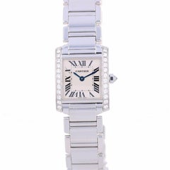 Cartier Ladies White Gold Diamond Tank Francaise Quartz Wristwatch