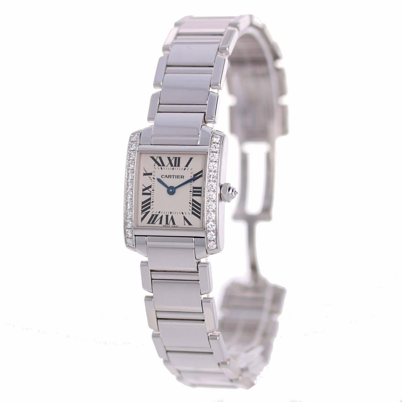 Women's Cartier Ladies White Gold Diamond Tank Francaise Quartz Wristwatch