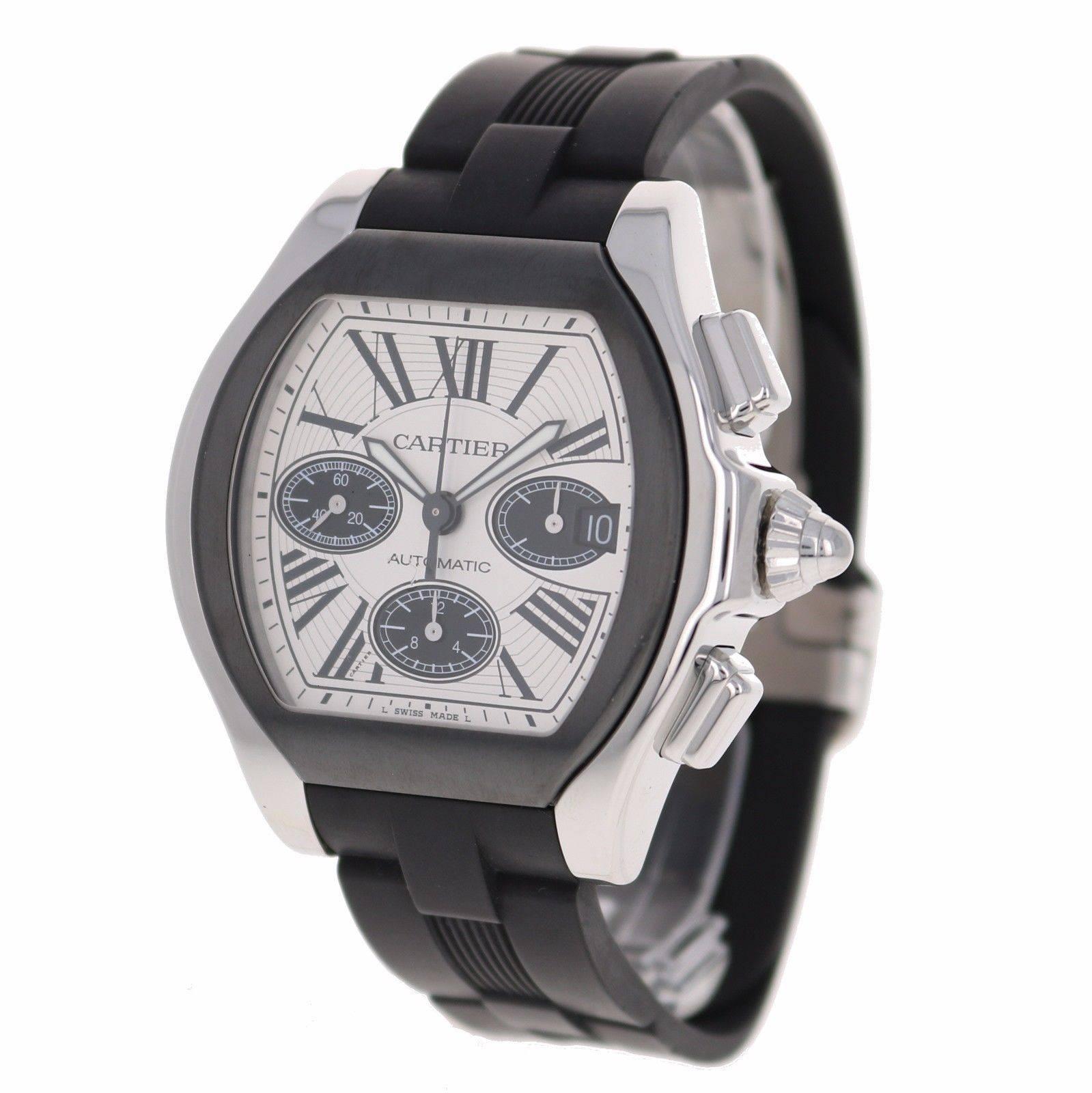 Men's Cartier Roadster S Chronograph Stainless Steel Wristwatch