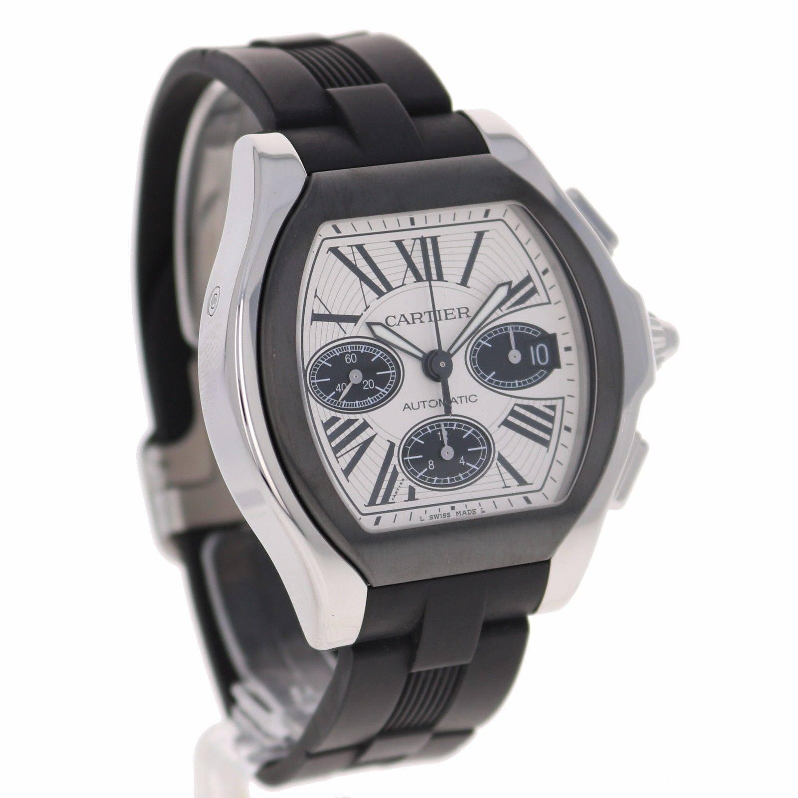 Cartier Roadster S Chronograph Stainless Steel Wristwatch In Excellent Condition In Los Angeles, CA