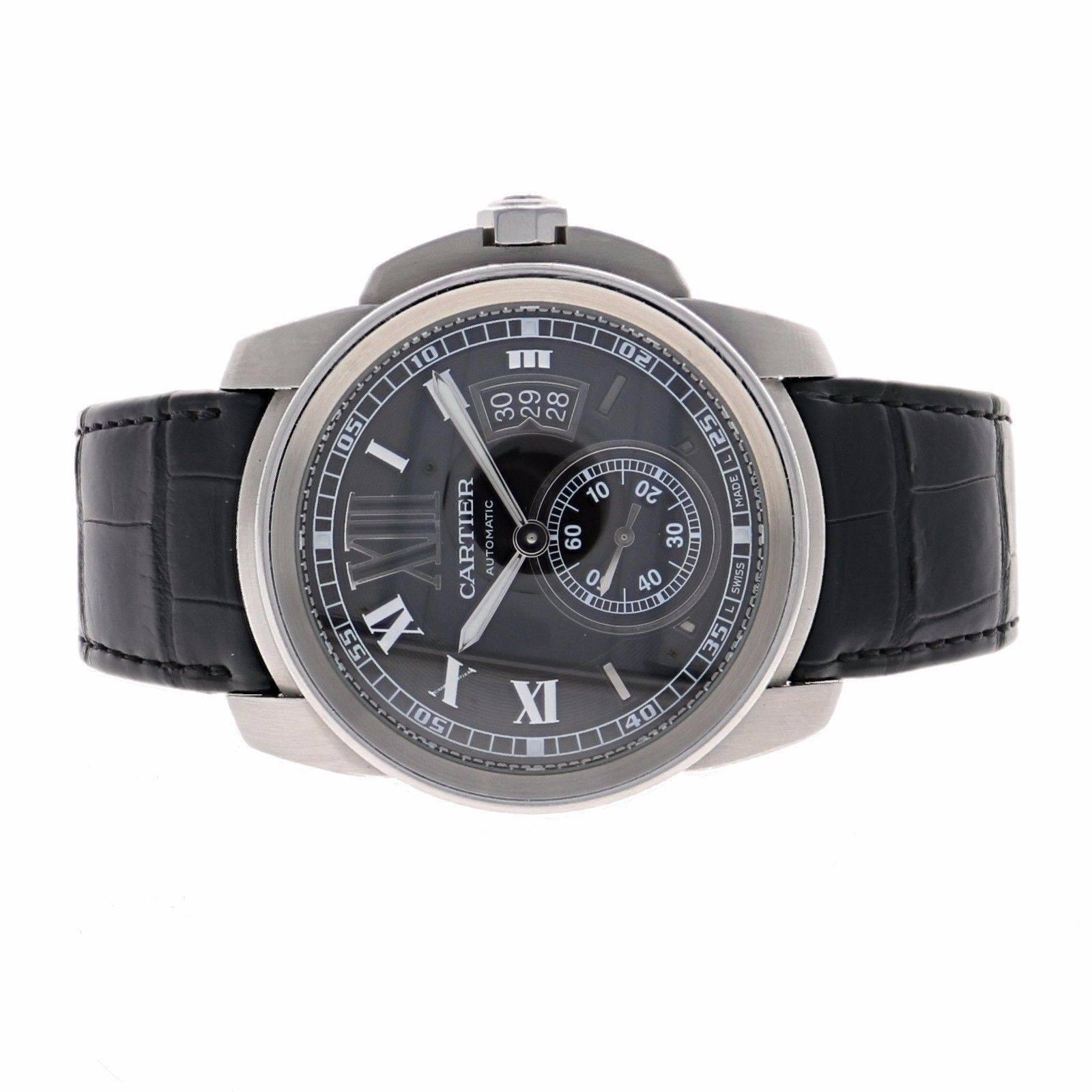 Cartier Stainless Steel Calibre de Cartier Black Dial Automatic Wristwatch  1