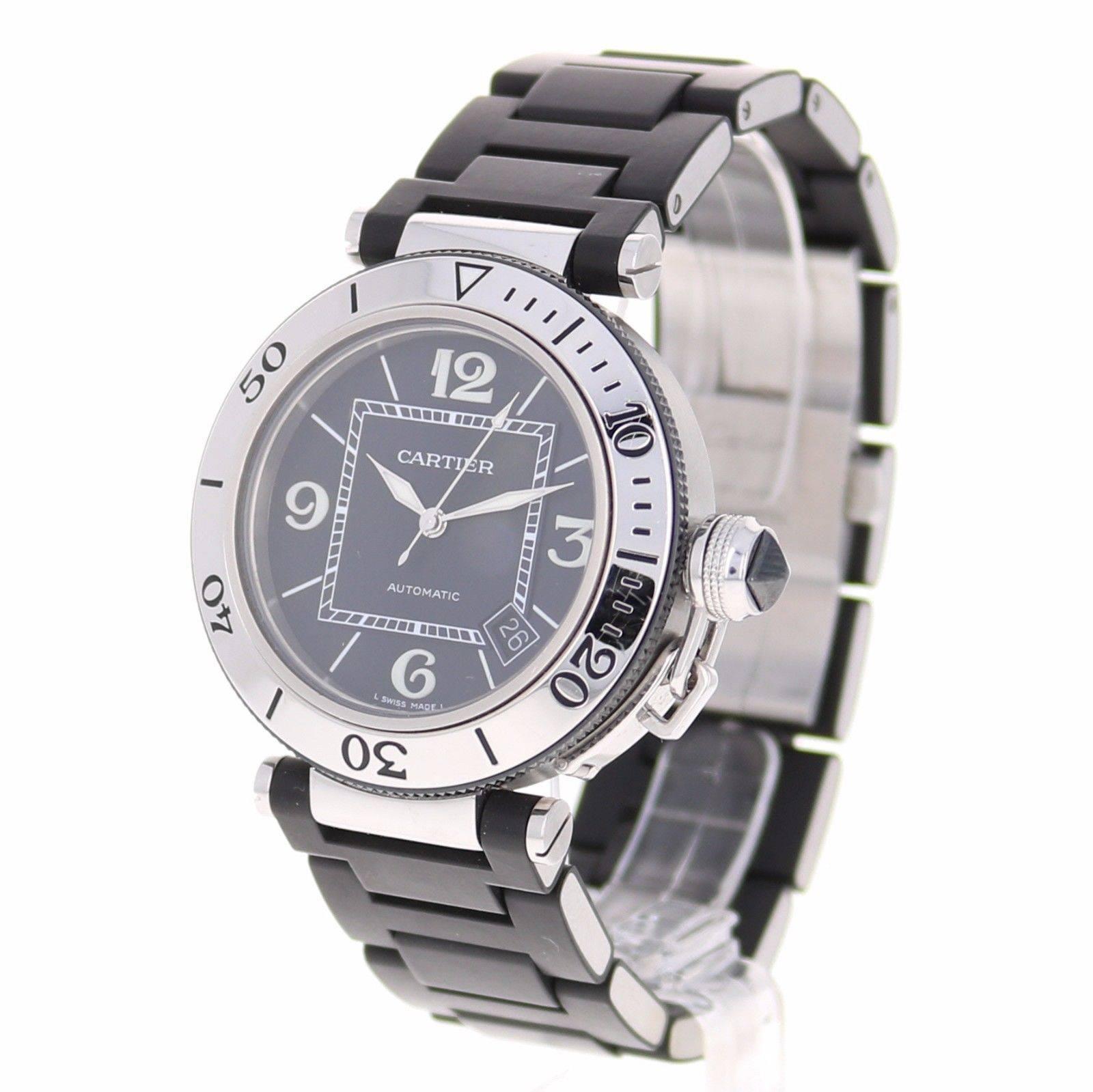 Men's Cartier Stainless Steel Pasha Seatimer Rubber Automatic Wristwatch