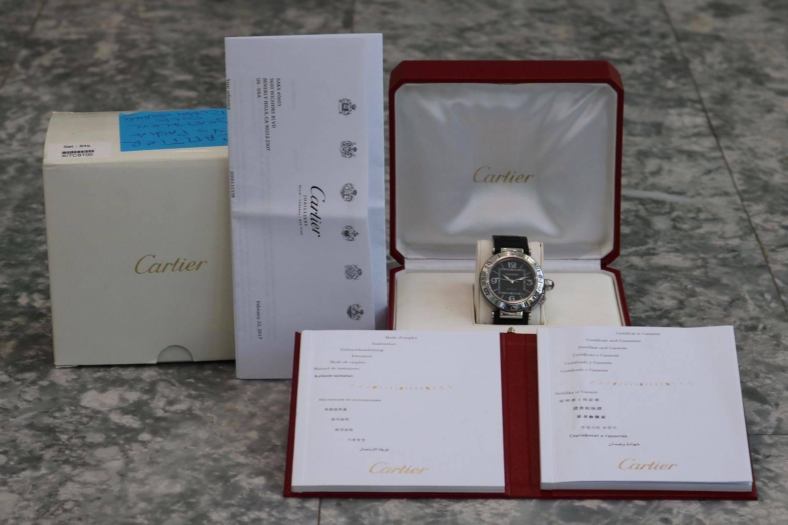 Cartier Stainless Steel Pasha Seatimer Rubber Automatic Wristwatch 3