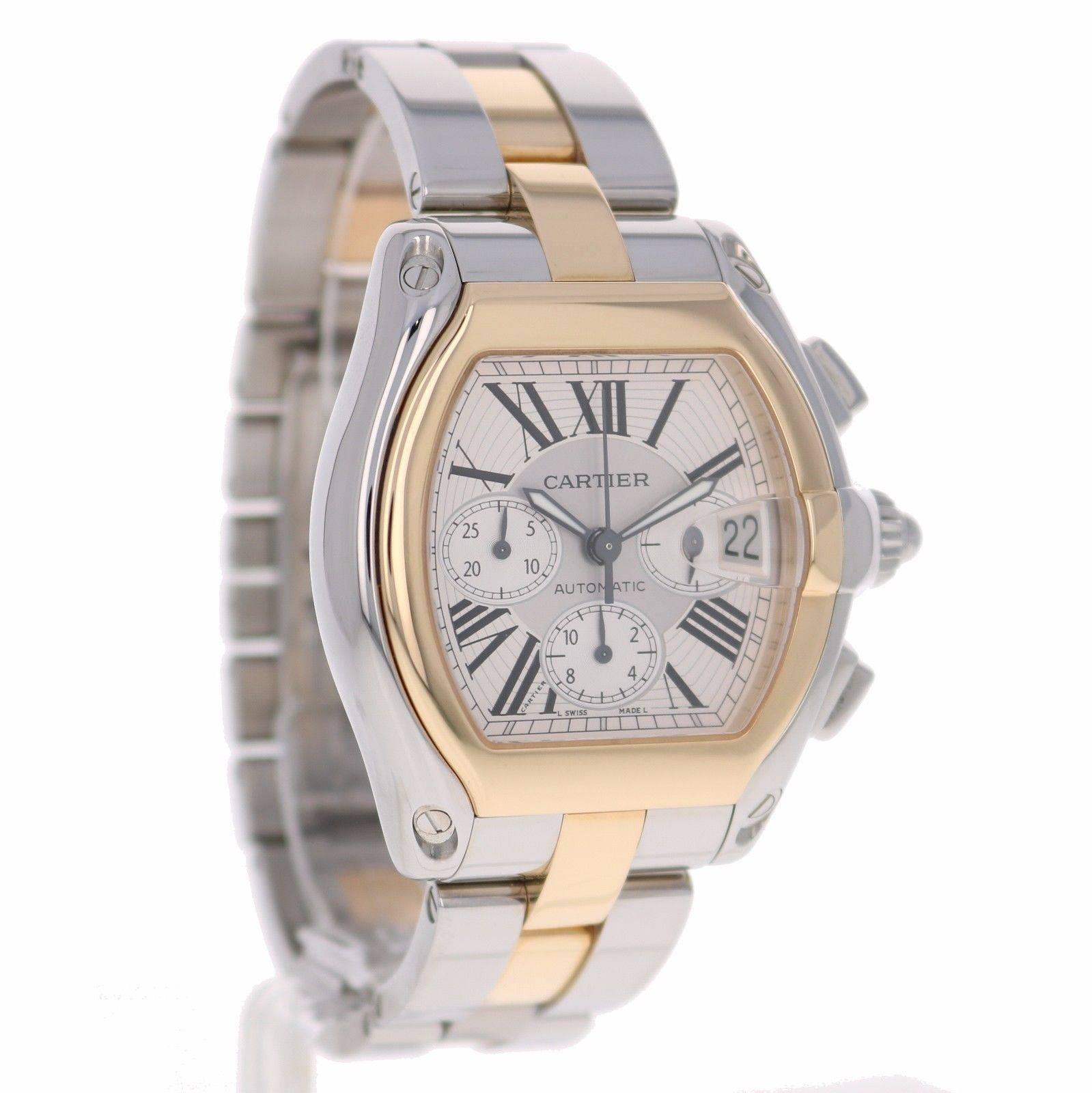 Men's Cartier Yellow Gold Stainless Steel Roadster Extra Large Chronograph Wristwatch