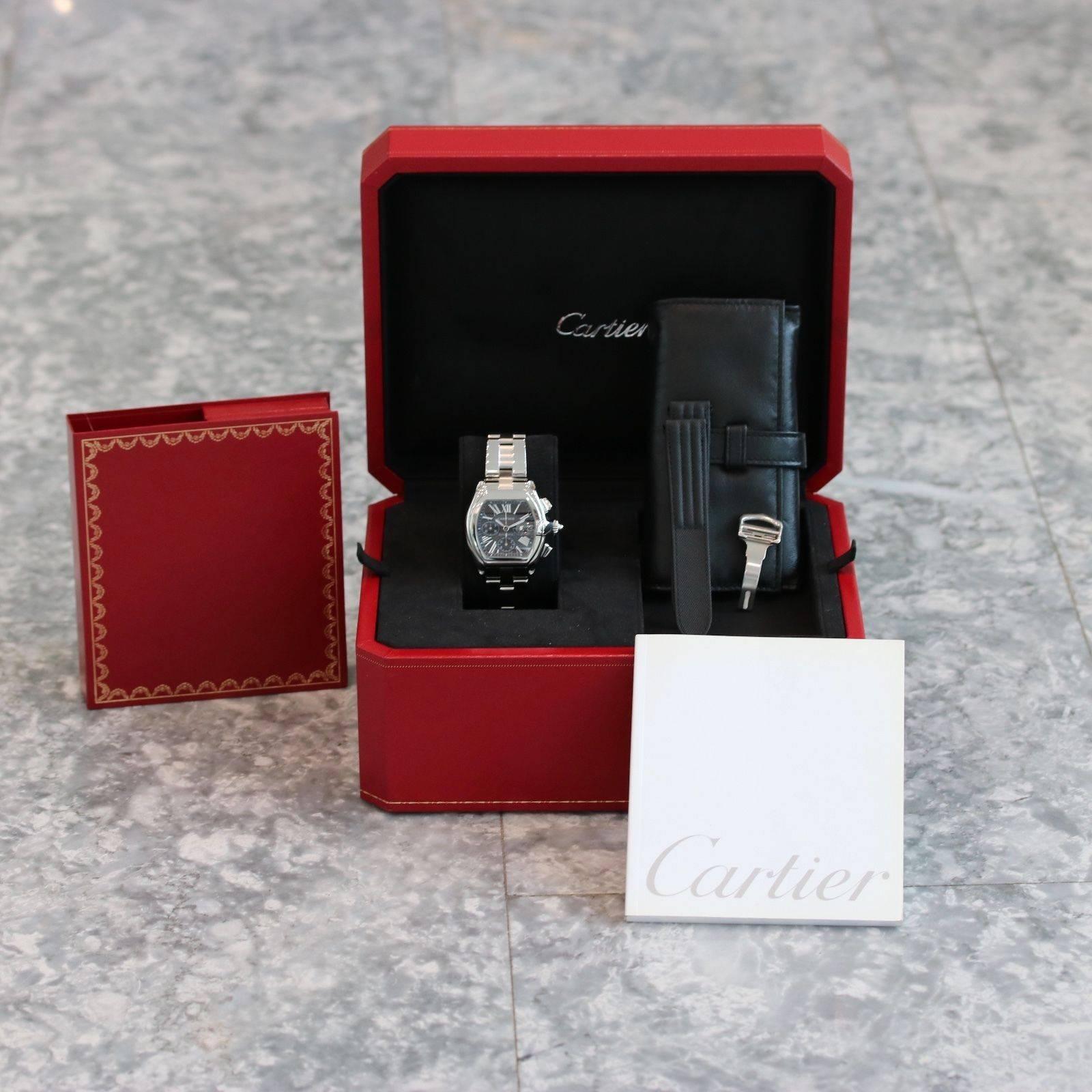 Cartier Stainless Steel Roadster Chronograph XL Black Dial Automatic Wristwatch 5