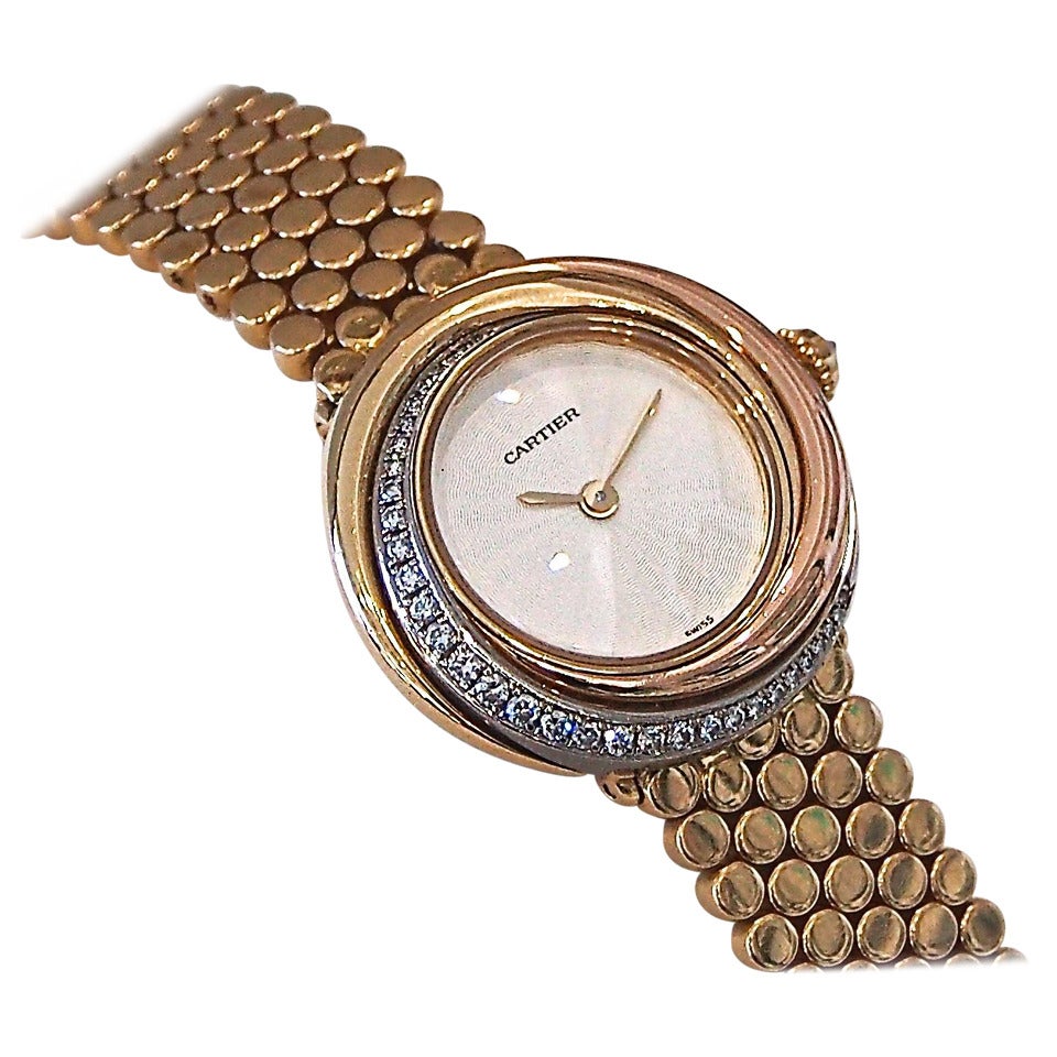 Cartier Lady's Trimetal Gold Diamond Quartz Wristwatch
