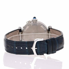 Cartier Stainless Steel Pasha Blue Strap Automatic Wristwatch