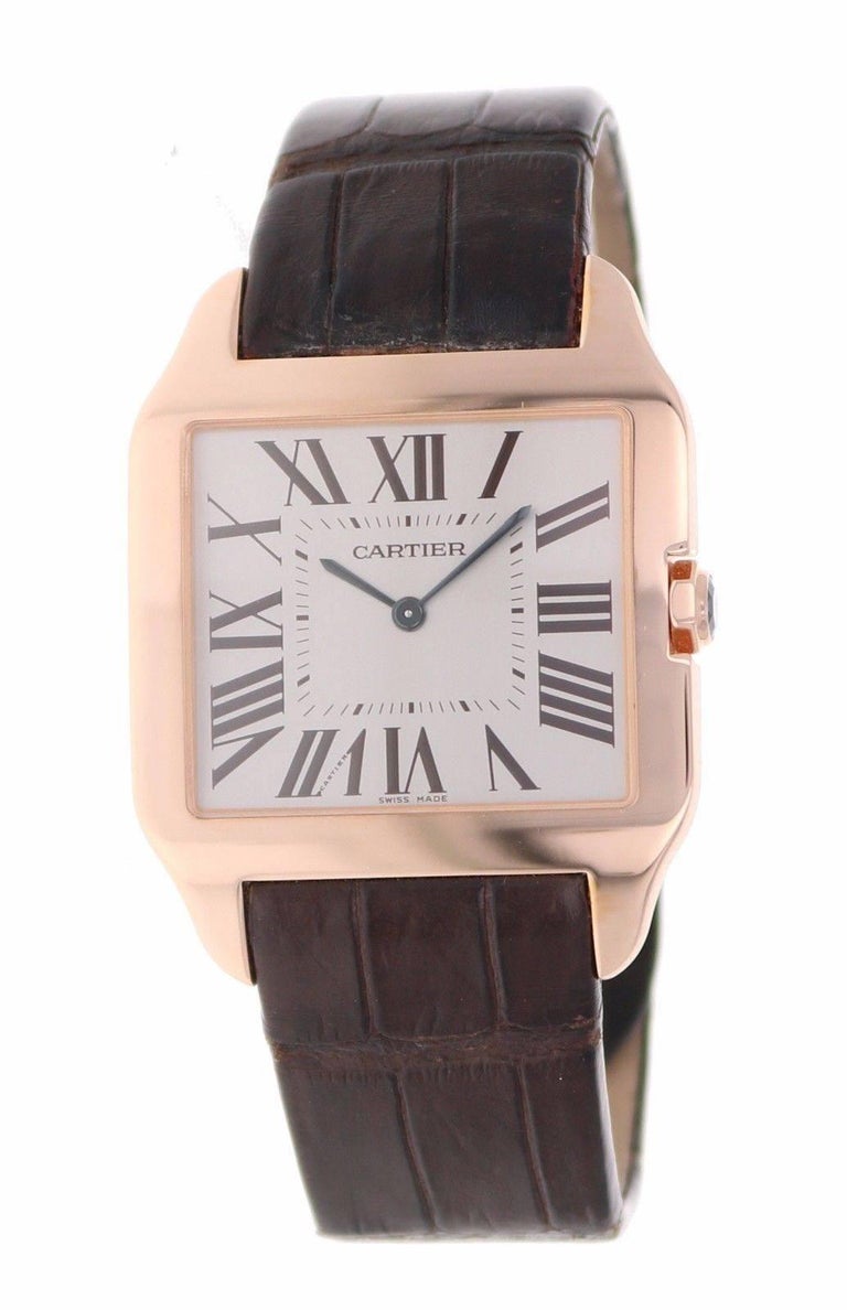 Cartier Rose Gold Santos Dumont Large Manual Wristwatch at 1stDibs